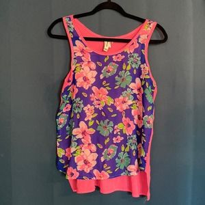 Sweet Lala Pink Floral Flowy Tank Top